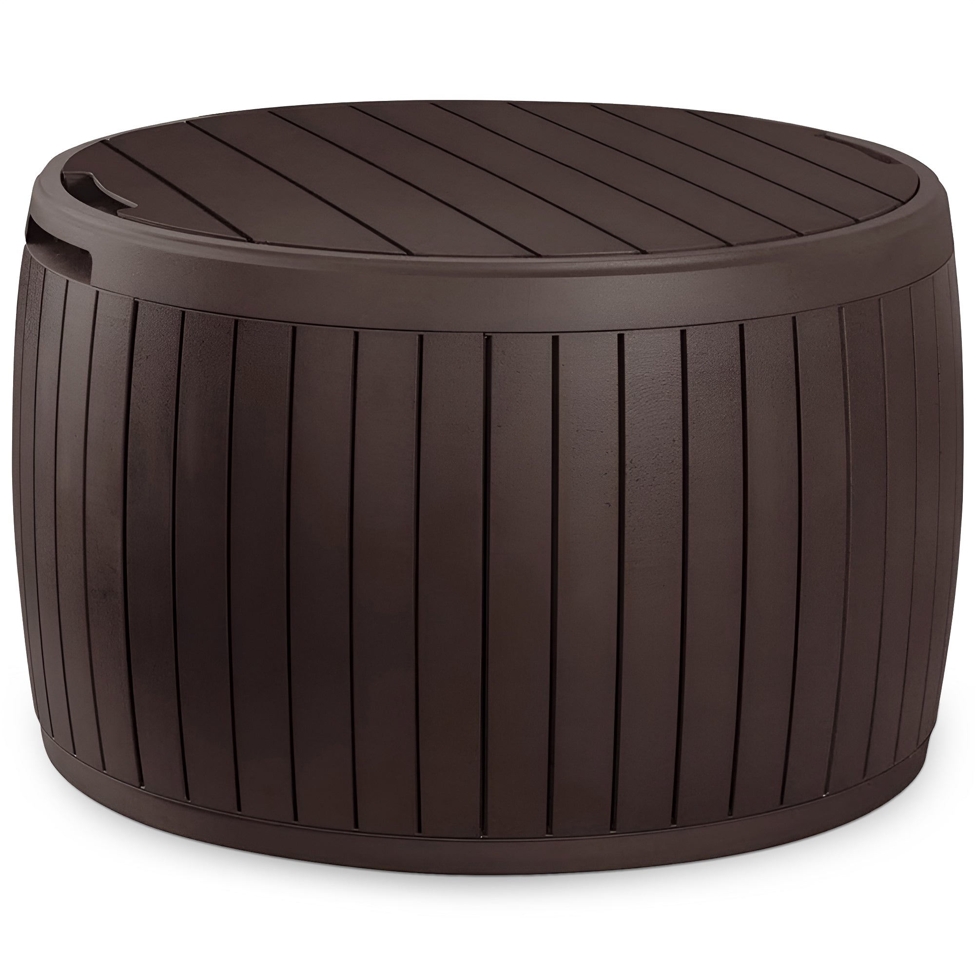 Keter Circa Deck Storage Box and Table for Furniture Decor, Brown (Open Box) - VMInnovations