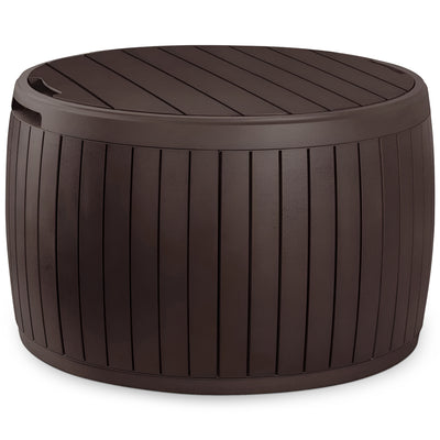 Keter Circa 37gal Round Patio Box Storage Table and Seating, Brown Resin (Used) - VMInnovations