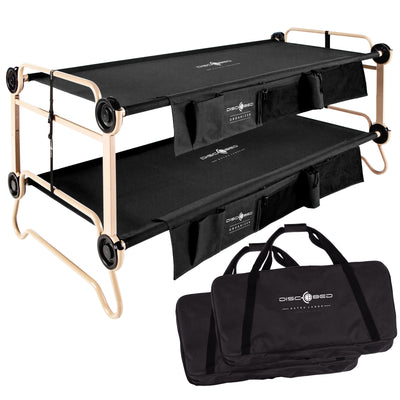 Disc-O-Bed XL Cam-O-Bunk Benchable Double Cot w/Organizers, Black (Used)