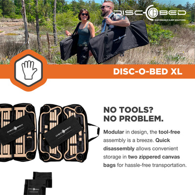 Disc-O-Bed XLarge Cam-O-Bunk Benchable Double Cot with Storage Organizers, Black - VMInnovations