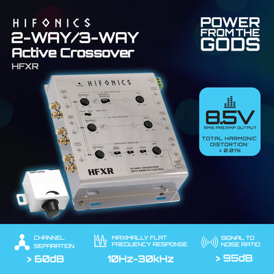 Hifonics HFXR 2/4 Ch 2/3 Way Active Crossover w/Bass Remote 8.5 Volt Line Driver - VMInnovations