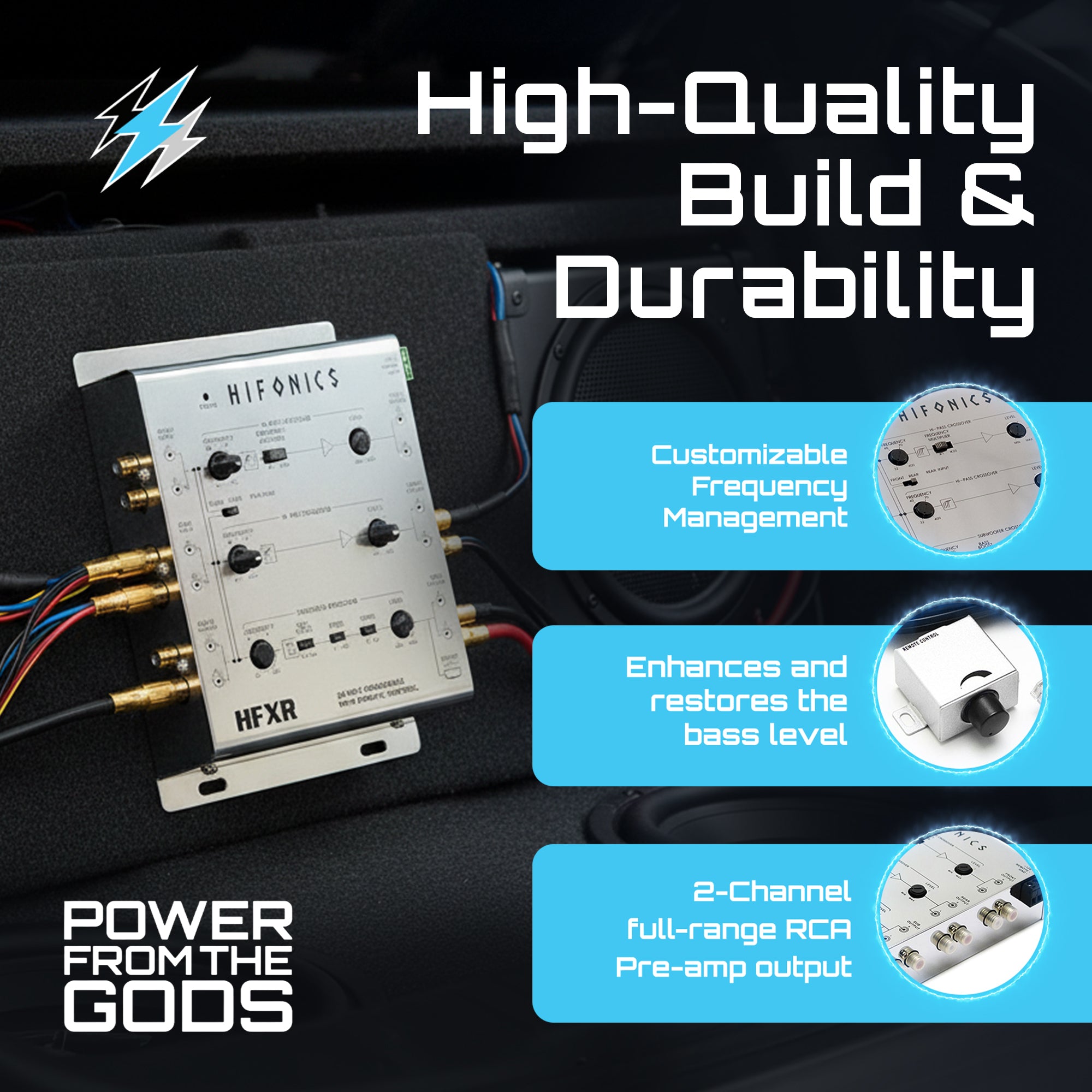 Hifonics HFXR 2/4 Ch 2/3 Way Active Crossover w/Bass Remote 8.5 Volt Line Driver - VMInnovations