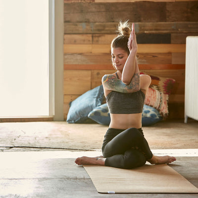 Gaiam 68 Inch Performance Supportive Cork Yoga Floor Mat w/ Superior Cushioning