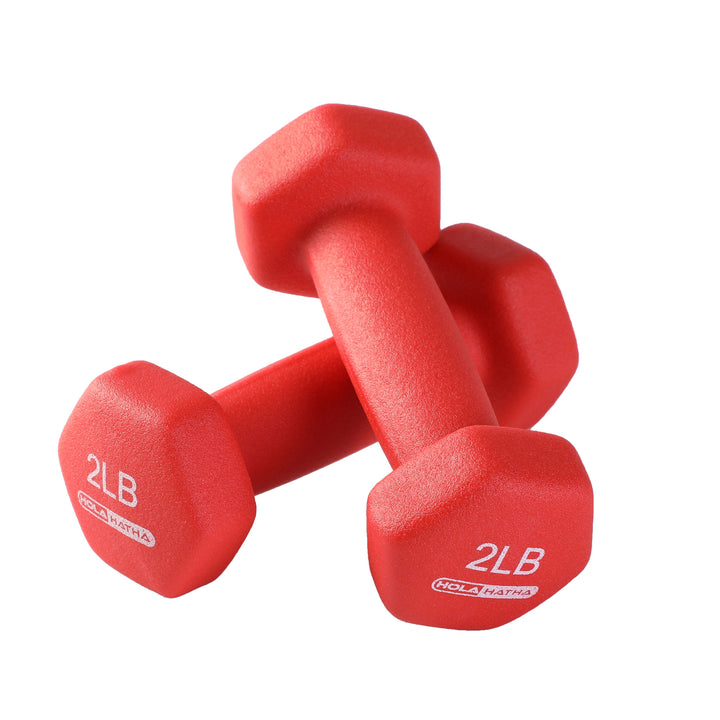 HolaHatha 2, 3, and 5 Pound Dumbbell Free Hand Weight Set with Rack (Open Box)