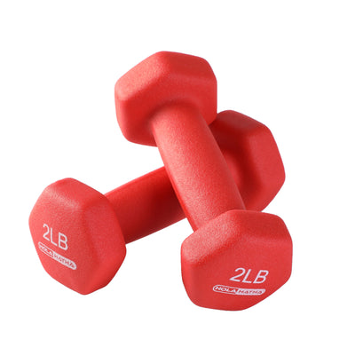 HolaHatha 2, 3, and 5 Pound Neoprene Dumbbell Free Hand Weight Set with Rack