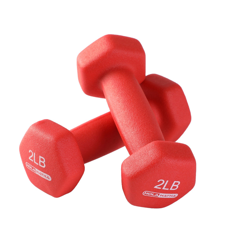 HolaHatha 2, 3, and 5 Pound Neoprene Dumbbell Free Hand Weight Set with Rack