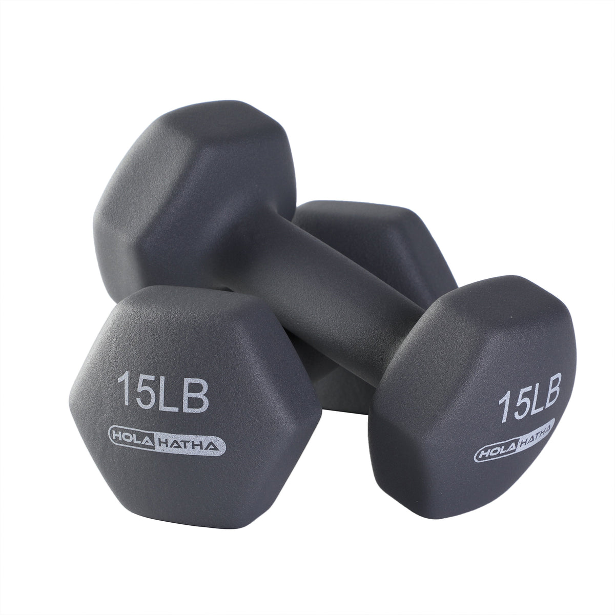 HolaHatha 5, 10, and 15 Pound Neoprene Dumbbell Free Hand Weight Set with Rack (Refurbished)