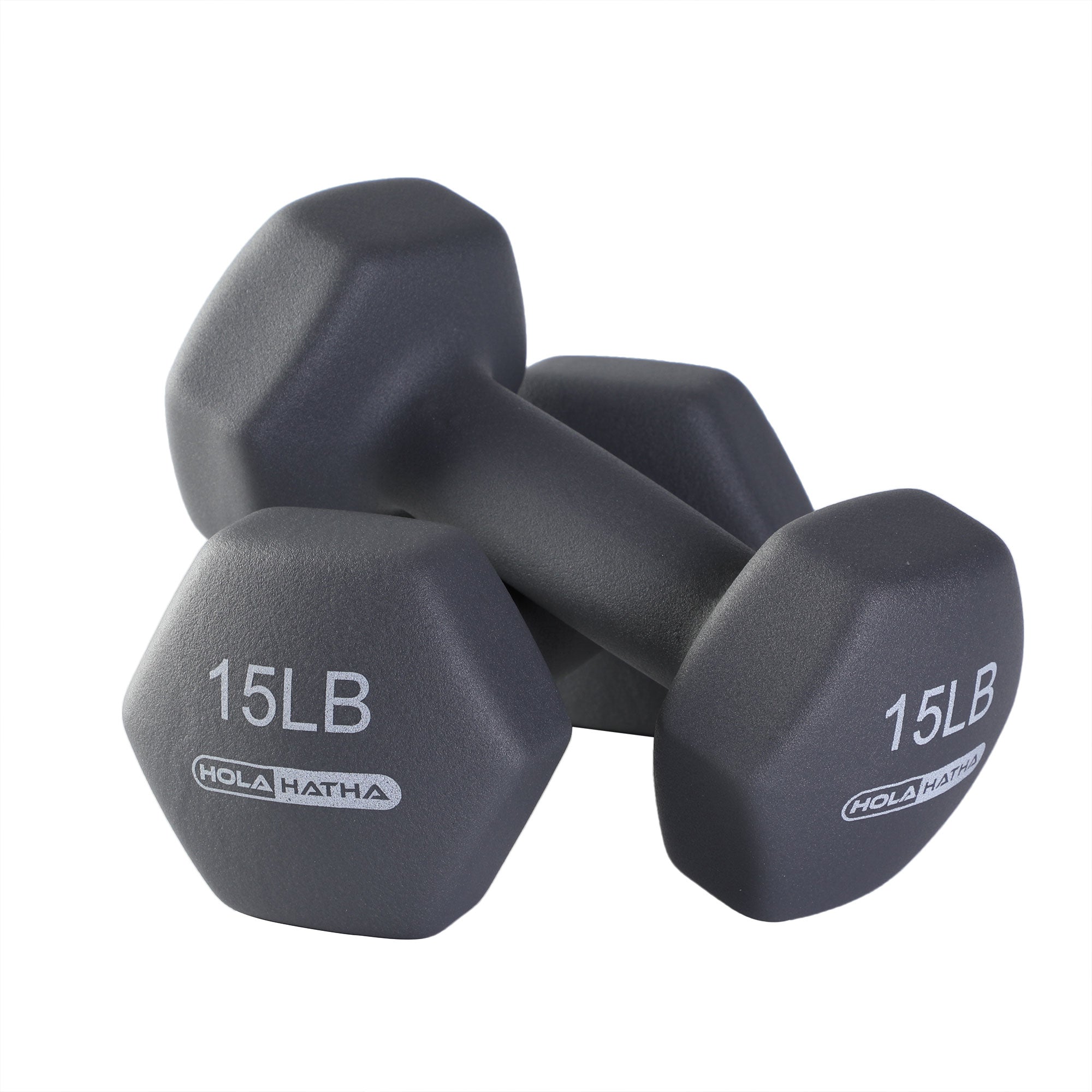 HolaHatha 5, 10, and 15 Pound Neoprene Free Hand Weight Set with Rack (Open Box) - VMInnovations