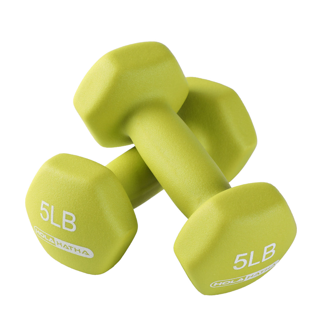 HolaHatha Neoprene Dumbbell Free Hand Weight Set with Storage Rack, Multicolor