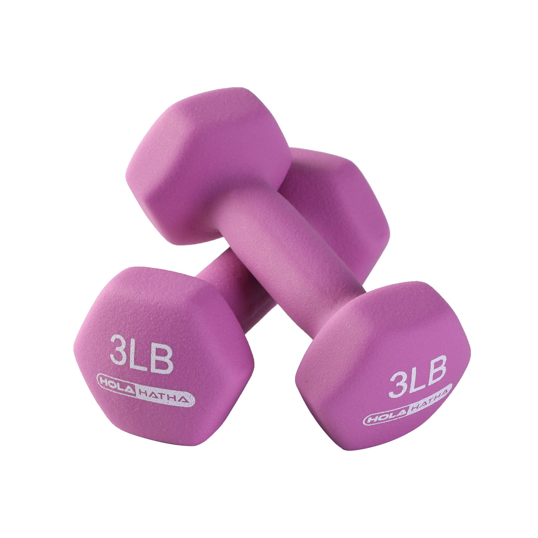 HolaHatha Neoprene Dumbbell Free Hand Weight Set with Storage Rack, Multicolor