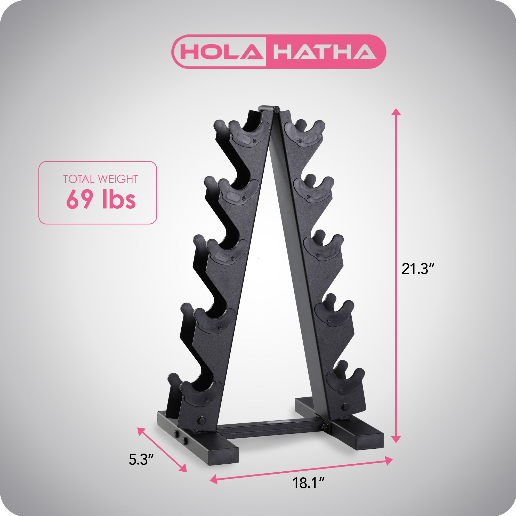 HolaHatha Neoprene Dumbbell Free Hand Weight Set with Storage Rack, Multicolor - VMInnovations