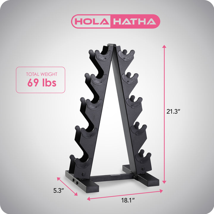 HolaHatha 2, 3, 5, 8, and 10 Pound Neoprene Free Weight Set with Rack (Used)