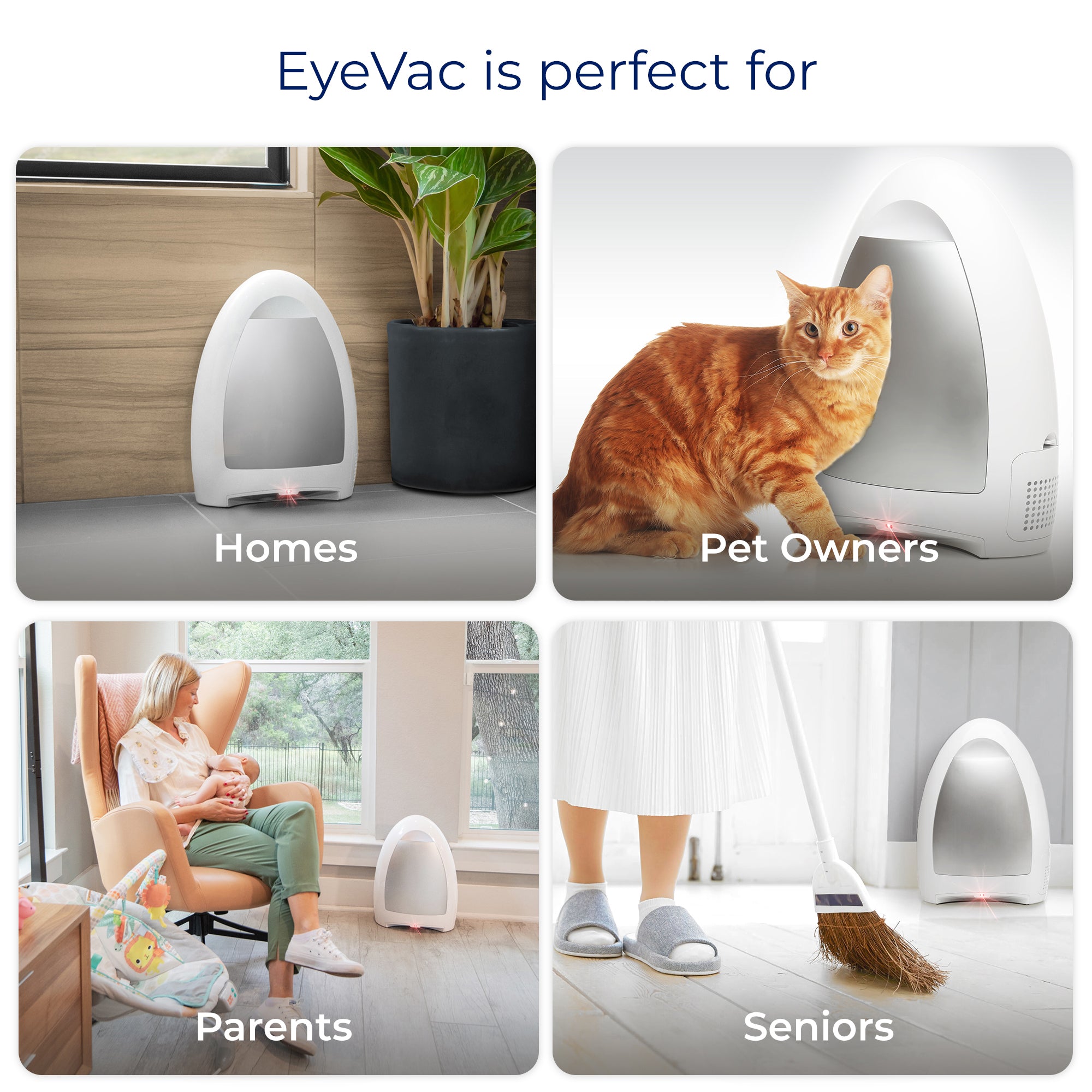 EyeVac Home 1,000-Watt Automatic Touchless Stationary Vacuum, White (Open Box) - VMInnovations