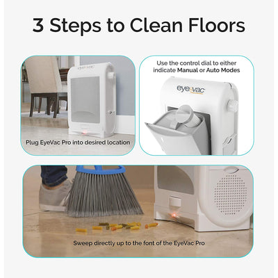 EyeVac Touchless Electric Vacuum Hard Floor Pet Debris Cleaner, White (Open Box)