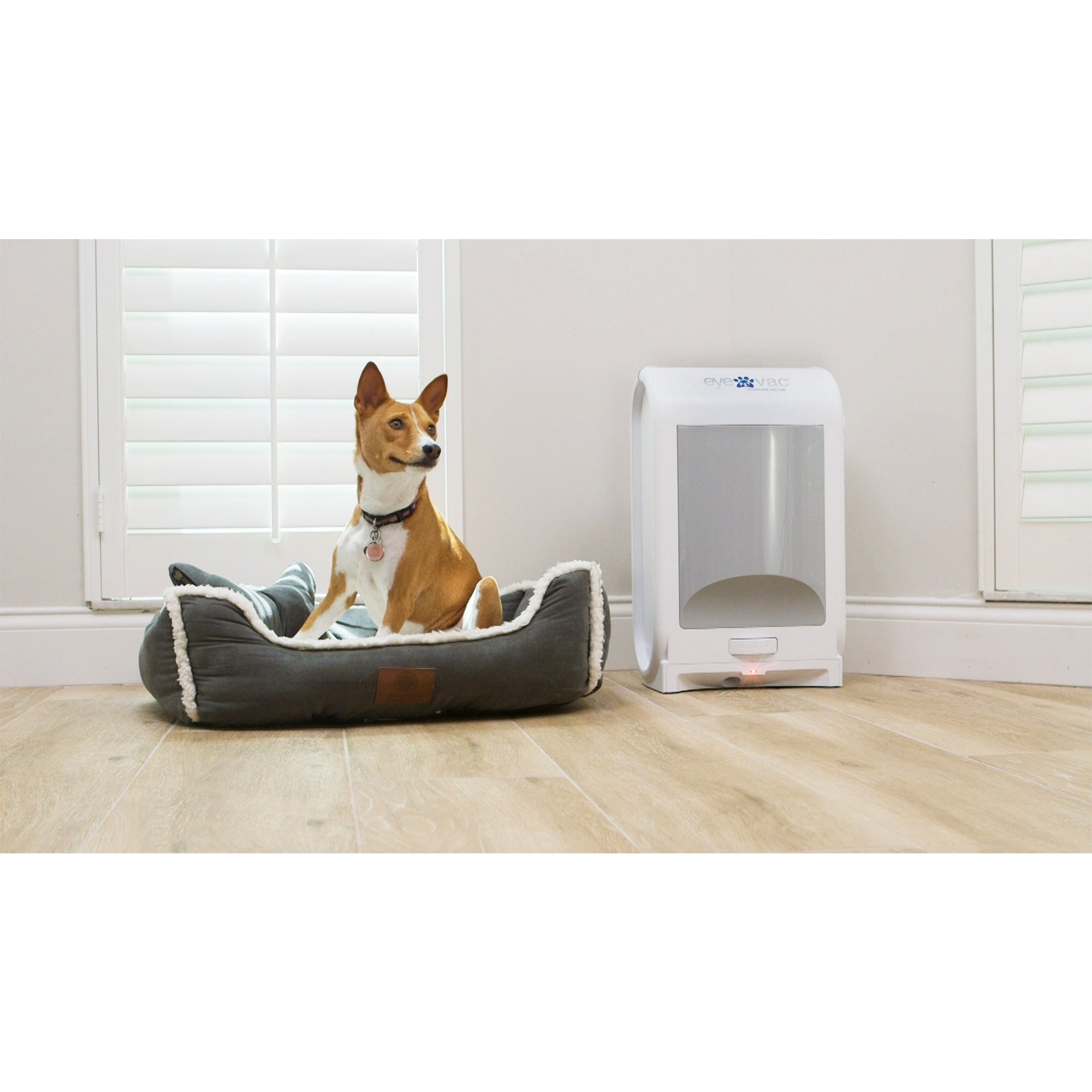 EyeVac Touchless Electric Vacuum Hard Floor Pet Debris Cleaner, White (Open Box)