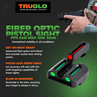 TruGlo Fiber Optic Handgun Pistol Sight, Fits S&W M&P, SD9, SD40 (Open Box) - VMInnovations