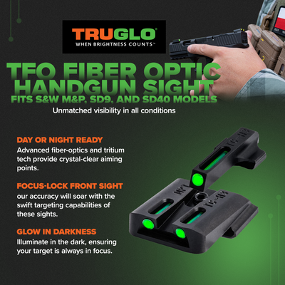 TruGlo TFO Handgun Pistol Sight, Fits S&W M&P, SD9, and SD40, Green (Open Box)