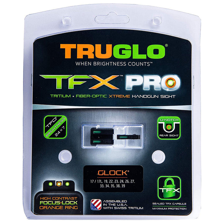 TruGlo TFK Pro Fiber Optic Tritium Handgun Glock Sight Accessories for Handguns