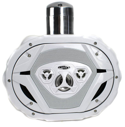 New Boss MRWT69W 6x9" 550W 4-Way Marine Wake Tower Boat Waterproof Speaker White