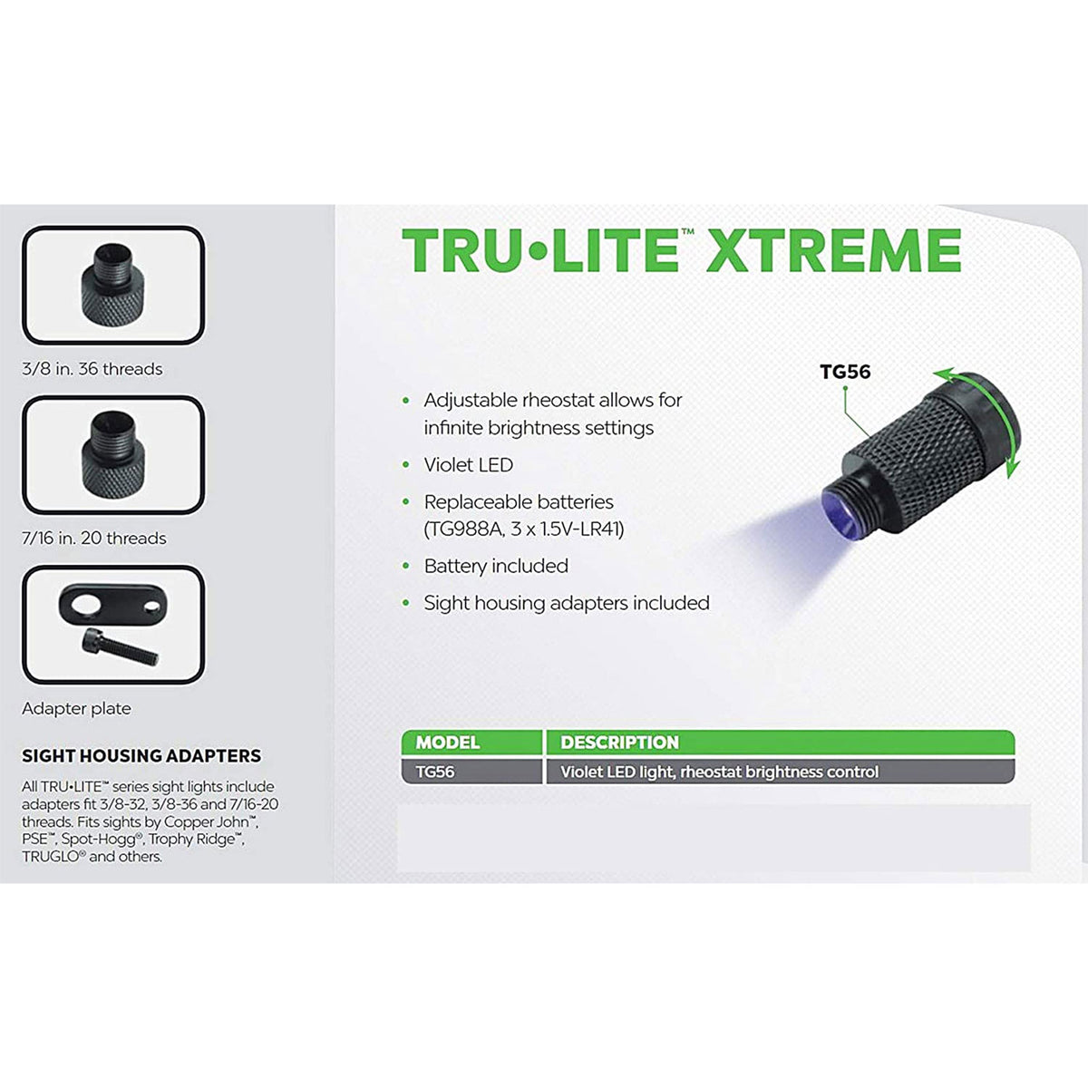 TruGlo Tru-Lite Xtreme Violet LED Sight Light for Archery Bows, Black (Used)