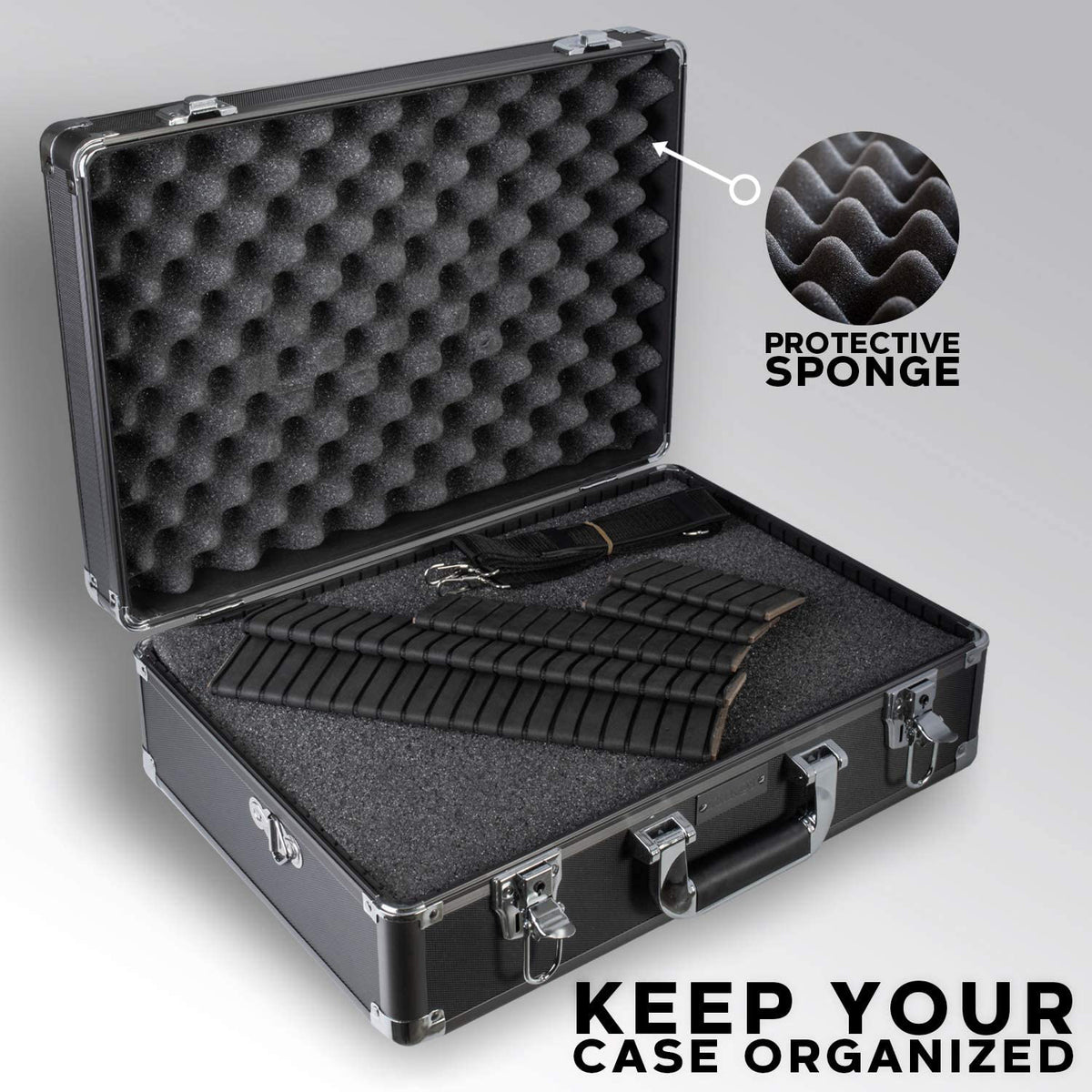Zeikos Deluxe Protective Storage Case w/ Shoulder Strap, Matte Black (Open Box)