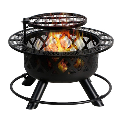 24'' Wood Burning Fire Pit with Removable Cooking Grill (Used) - VMInnovations