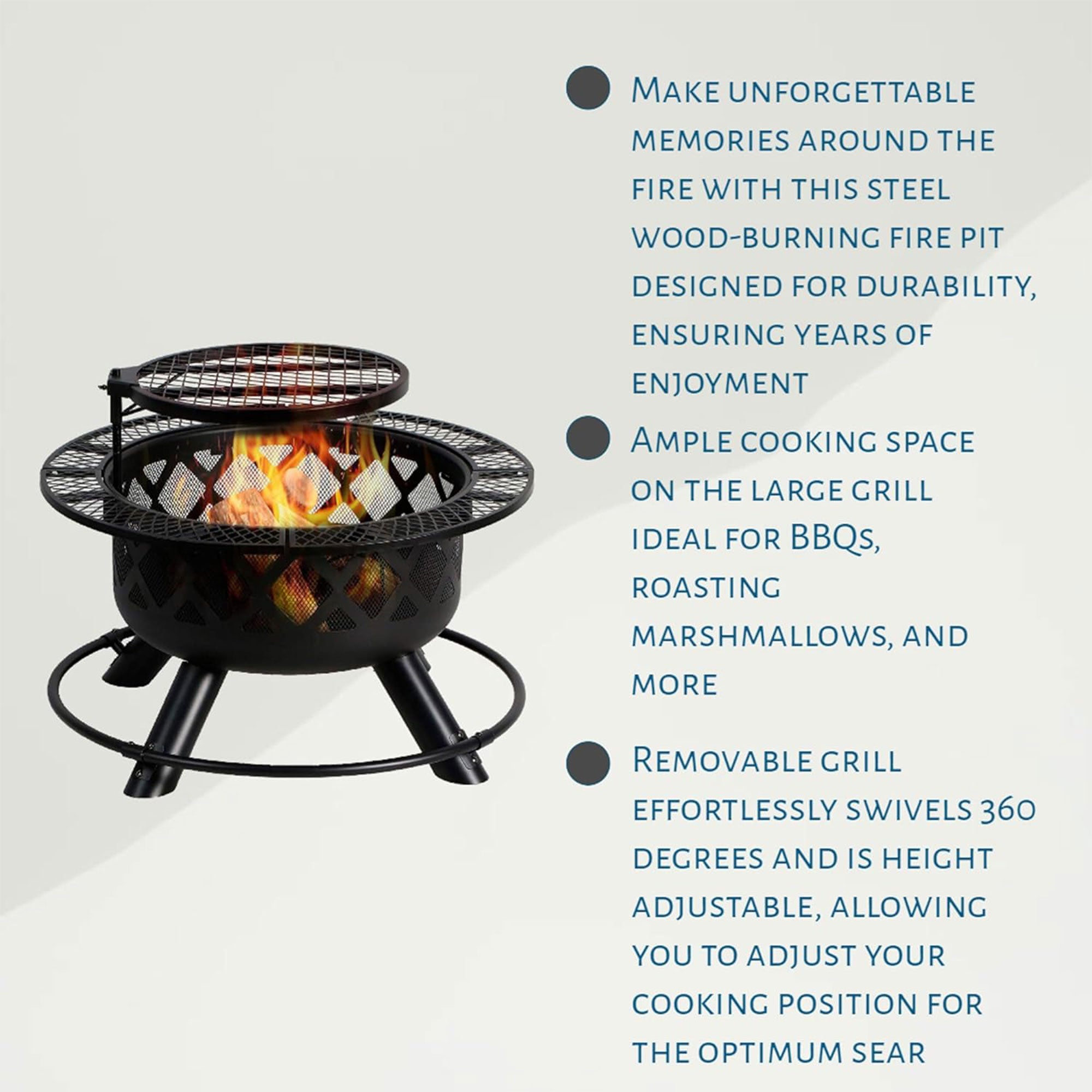 24'' Wood Burning Fire Pit with Removable Cooking Grill (Used) - VMInnovations