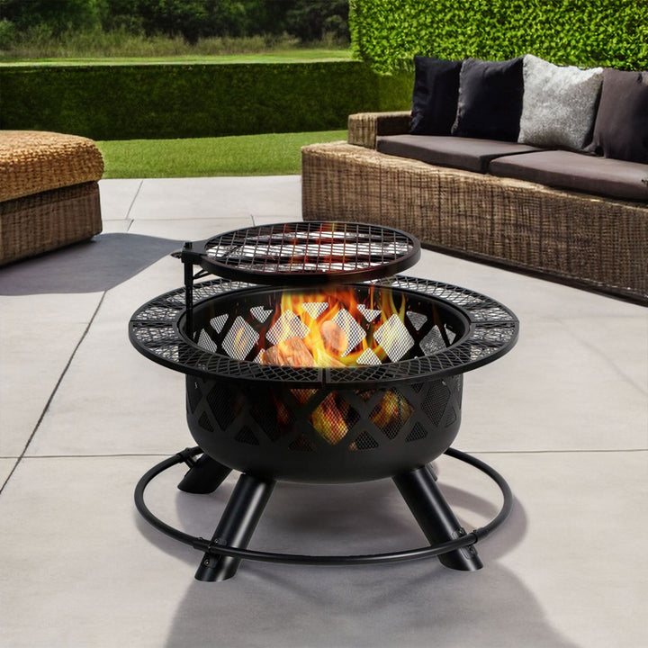 24'' Wood Burning Fire Pit with Removable Cooking Grill (Used) - VMInnovations