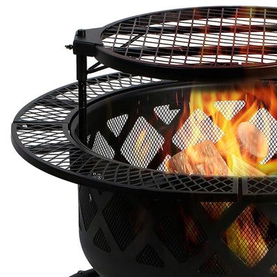 24'' Wood Burning Fire Pit with Removable Cooking Grill (Used)