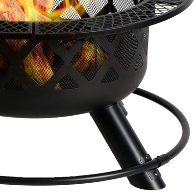 24'' Wood Burning Fire Pit with Removable Cooking Grill (Used)