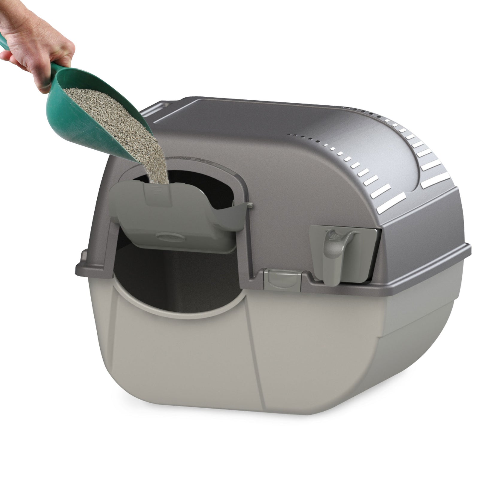 Omega Paw EZ-RA20-1 Elite Roll 'N Clean Self Cleaning Litter Box, Large, Gray - VMInnovations