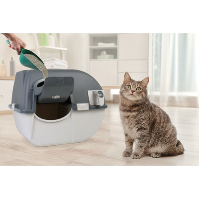 Omega Paw Easy Fill Roll n Clean Self Cleaning Cat Litter Box, Gray (Open Box)