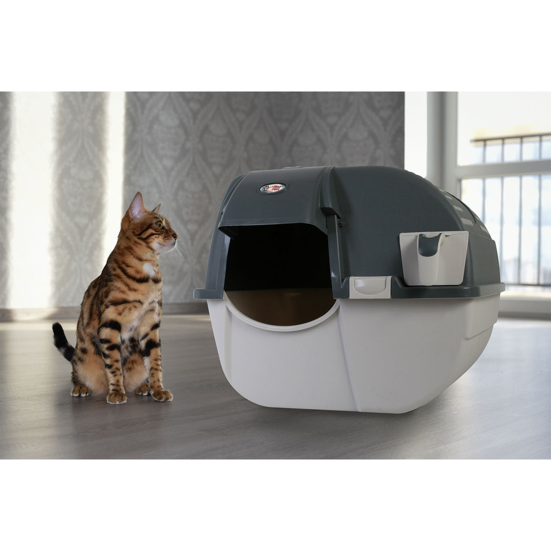 Omega Paw Easy Fill Roll n Clean Self Cleaning Cat Litter Box, Gray (Open Box) - VMInnovations