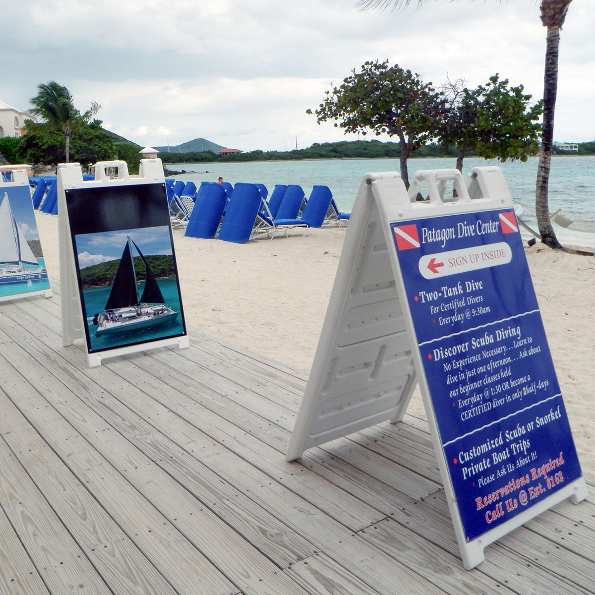 Plasticade Signicade Portable Folding Sidewalk Double Sided Sign Stand, (4 Pack)