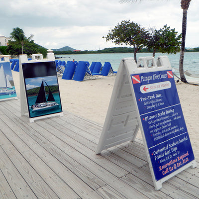 Plasticade Signicade Portable Folding Sidewalk Double Sided Sign Stand, (4 Pack)