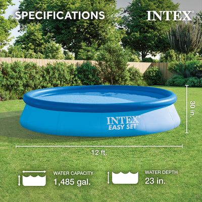 Intex Easy Set Inflatable Pool, Filter & Pump and Easy Set Pool Cover (Open Box)