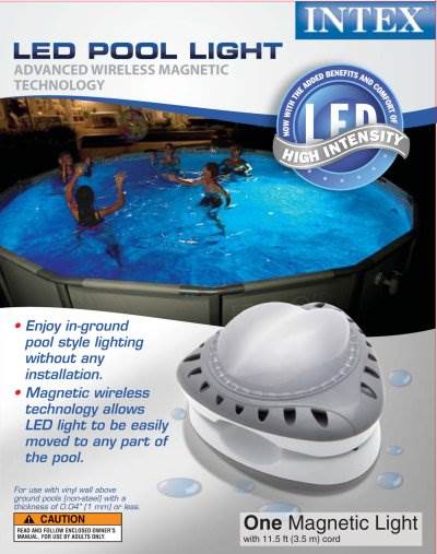 INTEX 56687E Above Ground LED Magnetic Swimming Pool Light - Open Box!