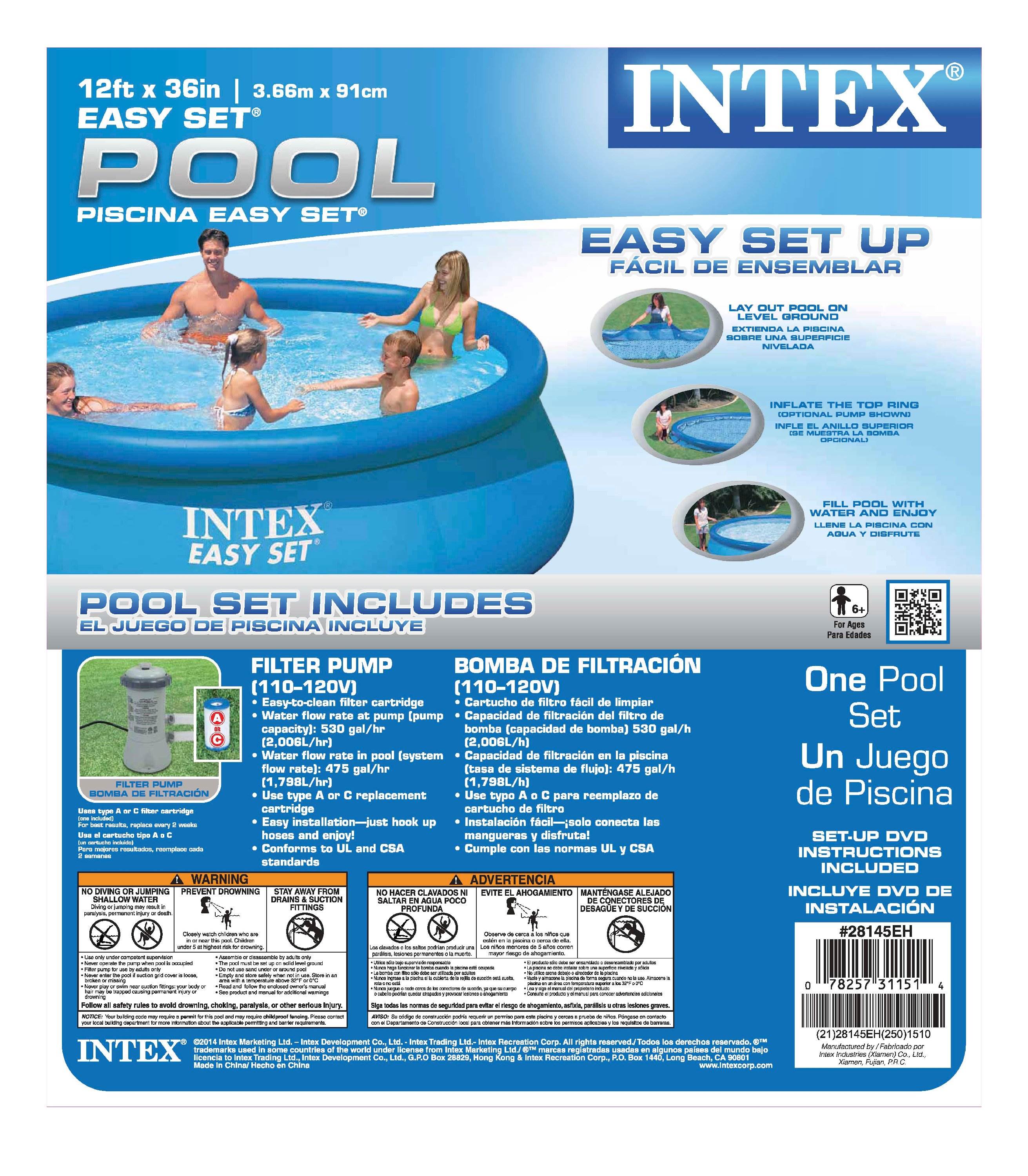 Intex 12' x 36" Easy Set Swimming Pool Set w/ Filter Pump | 28145EG (56931EG)