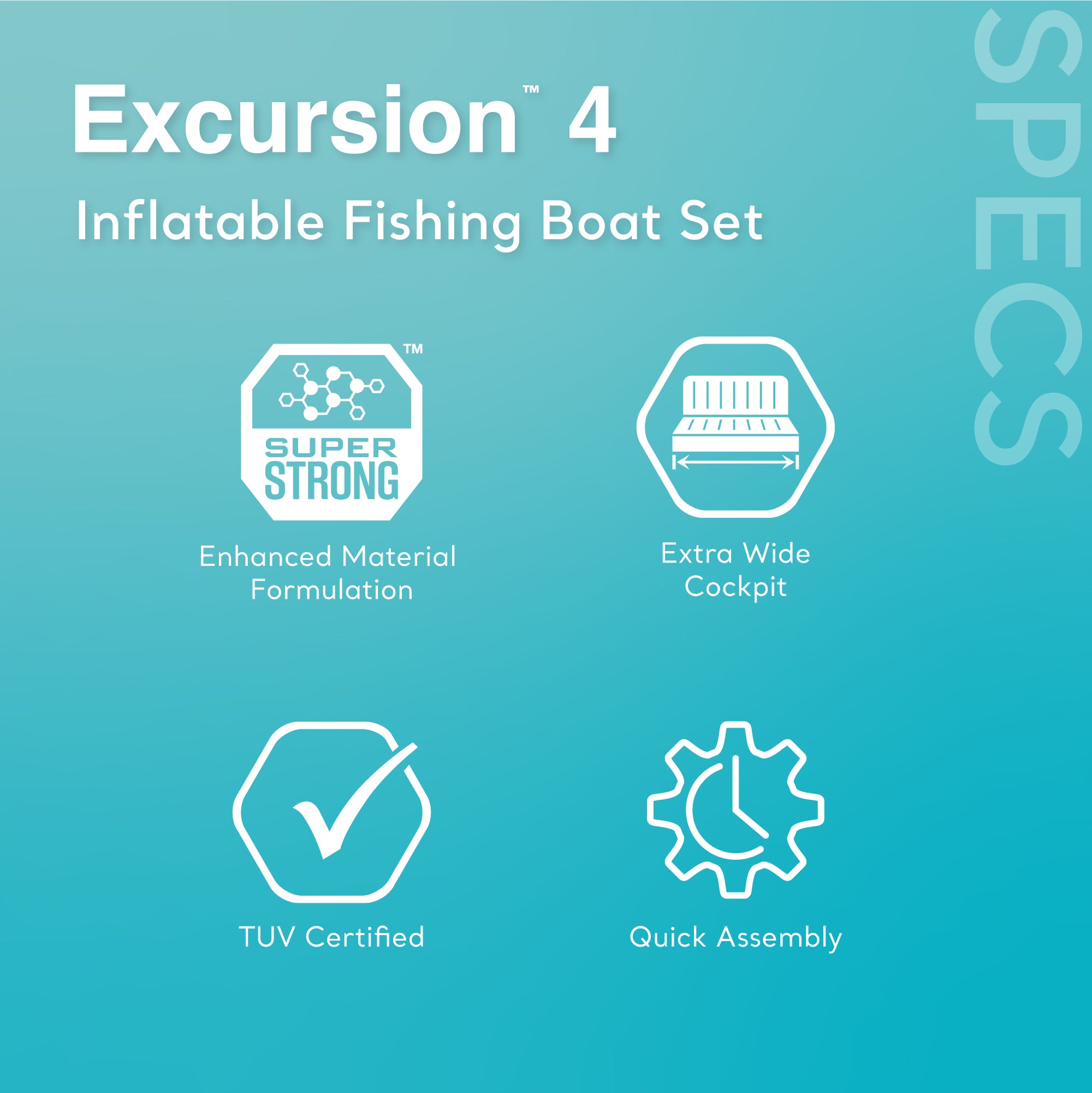 Intex Excursion 4 Inflatable Raft Set w/ 2 Transom Mount 8 Speed Trolling Motors