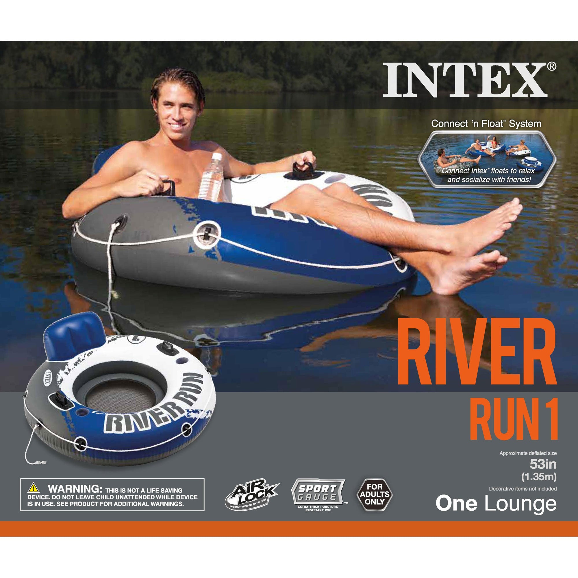 Intex River Run 1 Person Inflatable Floating Tube Lake/Pool/Ocean Raft (5 Pack)