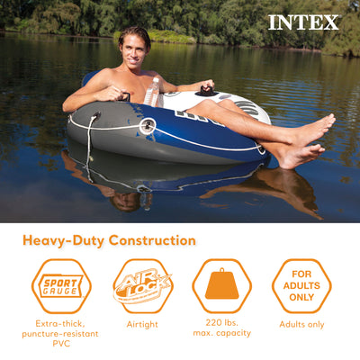 Intex River Run Inflatable Floating Tube Water Raft for Lake River Pool (4 Pack)