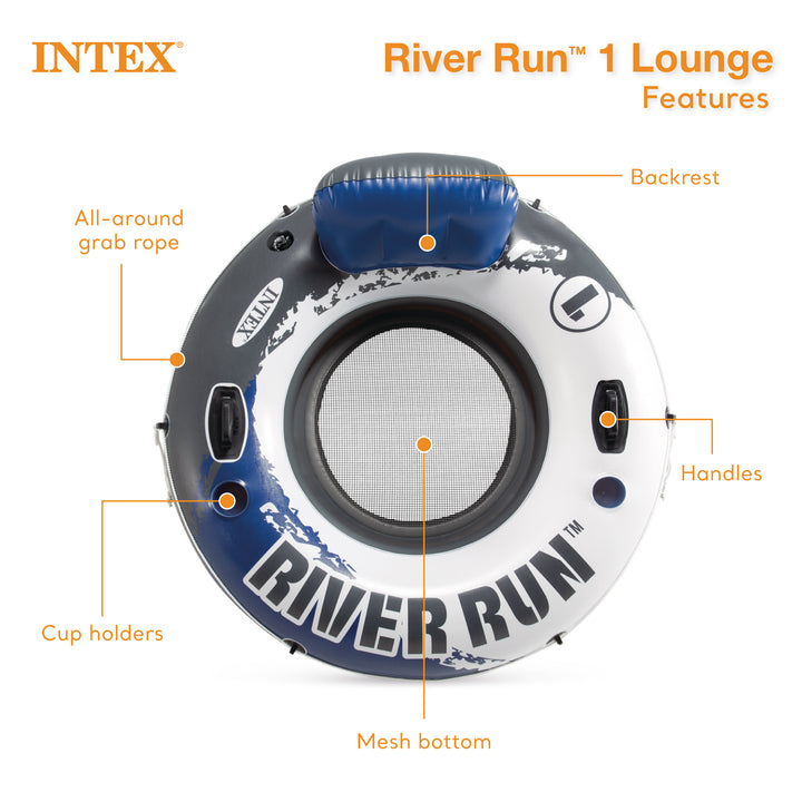 Intex River Run Inflatable Double Rider Tube & 2 River Run Single Water Floats - VMInnovations