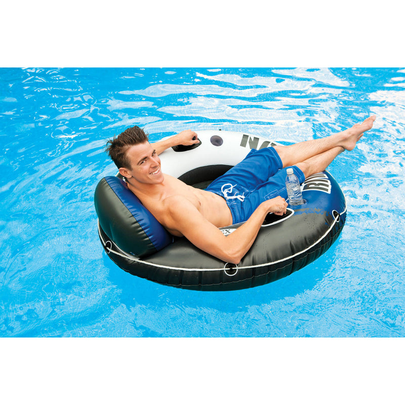 Intex Inflatable Mega Chill II 72 Can Cooler Float & 1 Person Floating Raft