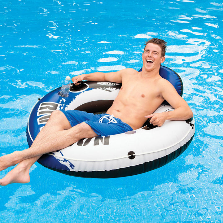 Intex Inflatable Mega Chill II 72 Can Cooler Float & 1 Person Floating Raft