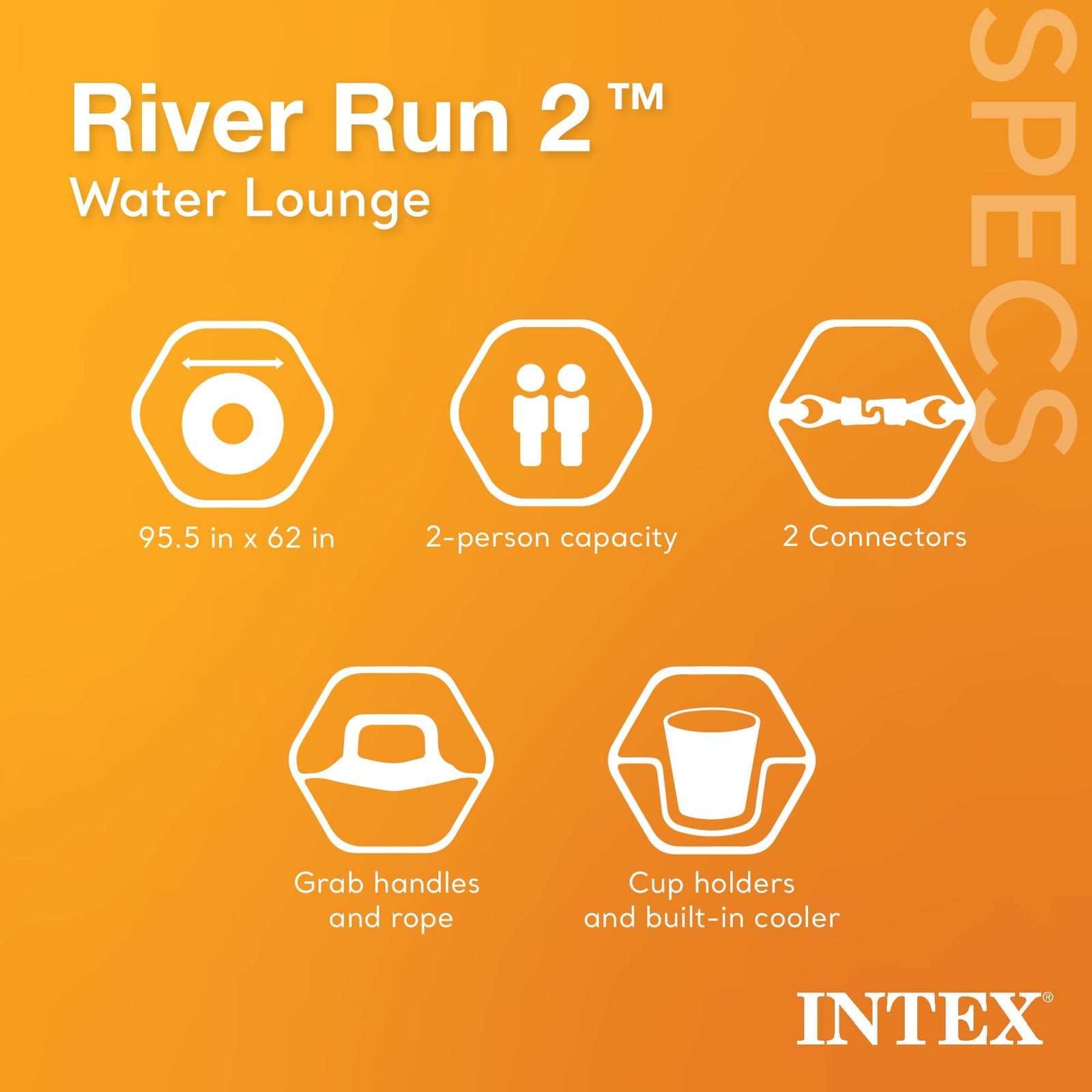 Intex River Run Inflatable Double Rider Tube & 2 River Run Single Water Floats - VMInnovations