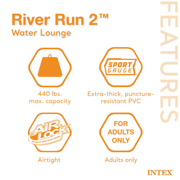 Intex River Run II 2-Person Water Pool Tube Float with Cooler Connectors (Used)