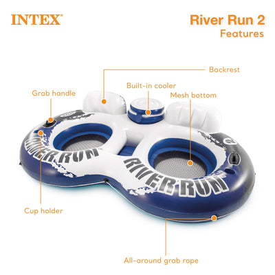 Intex River Run 2 Person Inflatable Tube Raft Float with Cooler (Open Box)