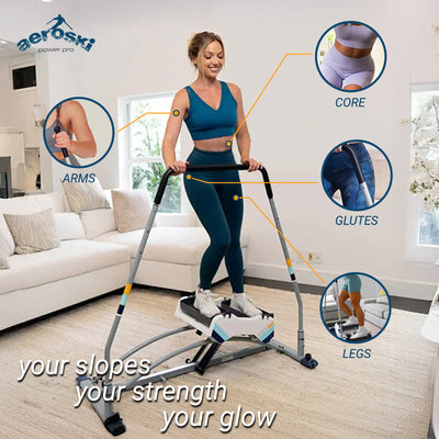 Aeroski 2.0 Ski Fitness Workout Machine w/ Recoil Spring Resistance, Gray (Used) - VMInnovations