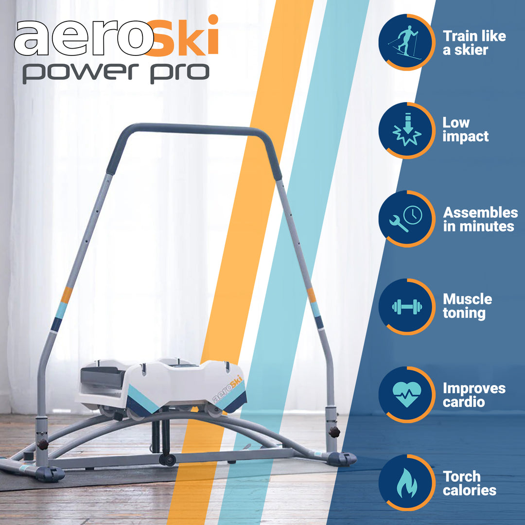 Aeroski 2.0 Ski Fitness Workout Machine with Recoil Spring Resistance, Gray