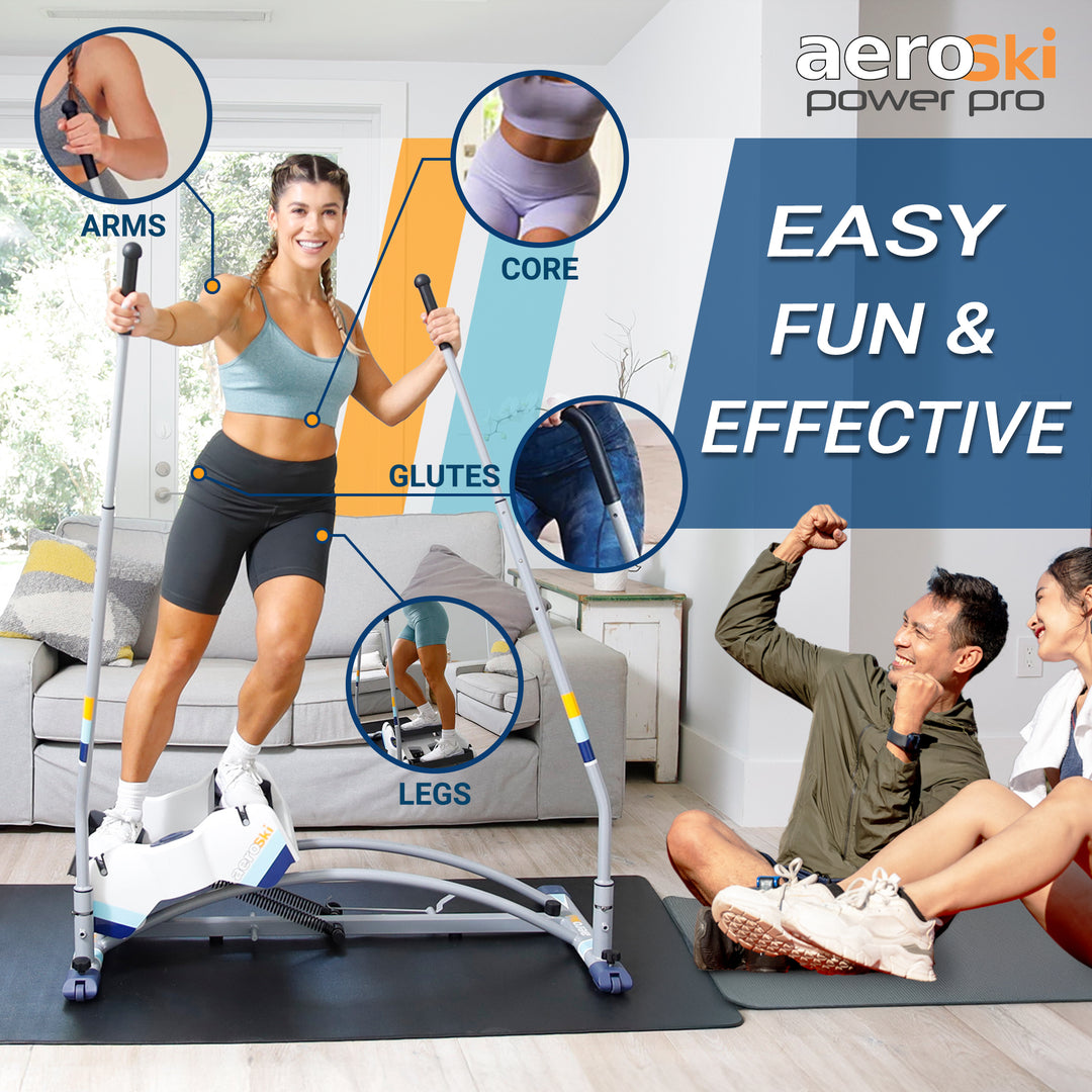 Aeroski 2.0 Ski Fitness Workout Machine with Recoil Spring Resistance, Gray